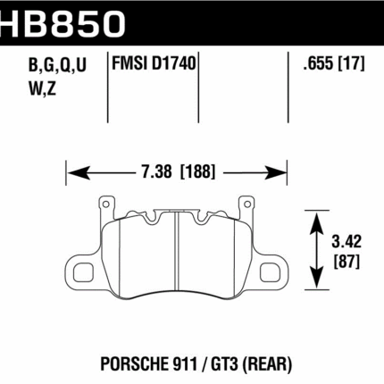 HB850Z.655 - Hawk PC Brake Pads; Rear