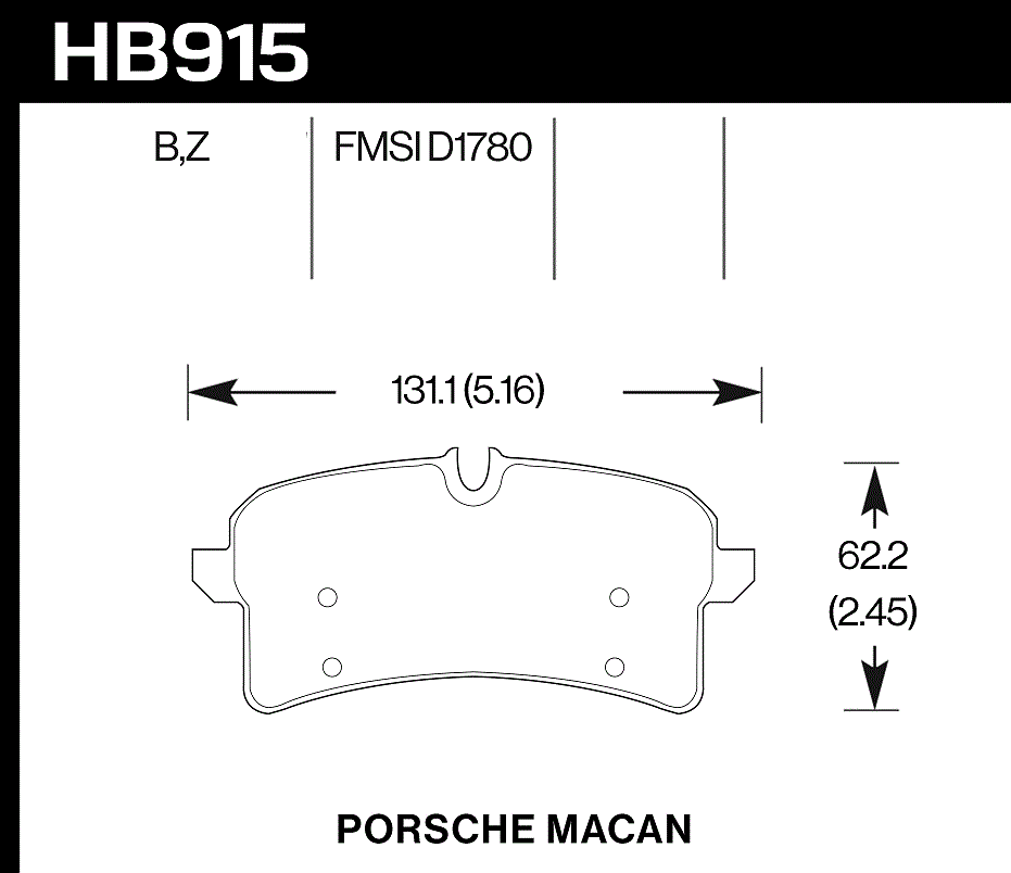 HB915Y.664 - Hawk PC Brake Pads; Rear